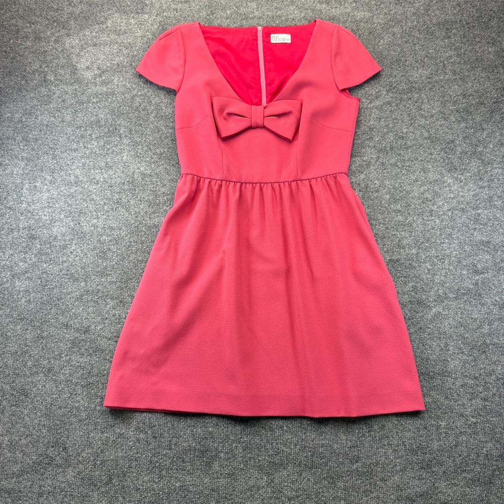 RED Valentino Pink Wool Blend Bow Front Dress IT 44 US 6 Short Sleeve Mini $510
